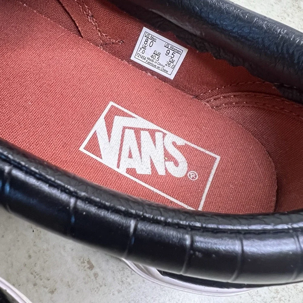 Vans Classic Slip-On Black Croc Leather‎ Sneakers - Men's 8 / Women's 9.5